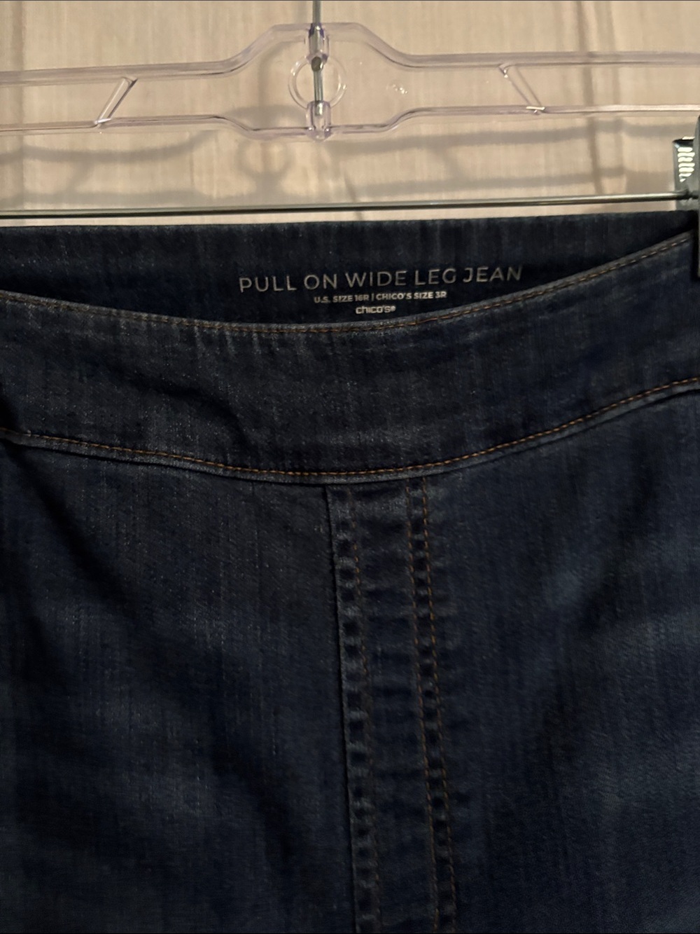 Chico's Dark Blue Pull-On Wide Leg Jeans - Picture 2 of 4